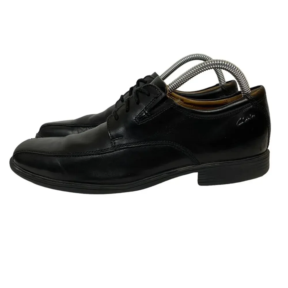 Clarks Tilden Black Apron Toe Oxford Shoes Size 8